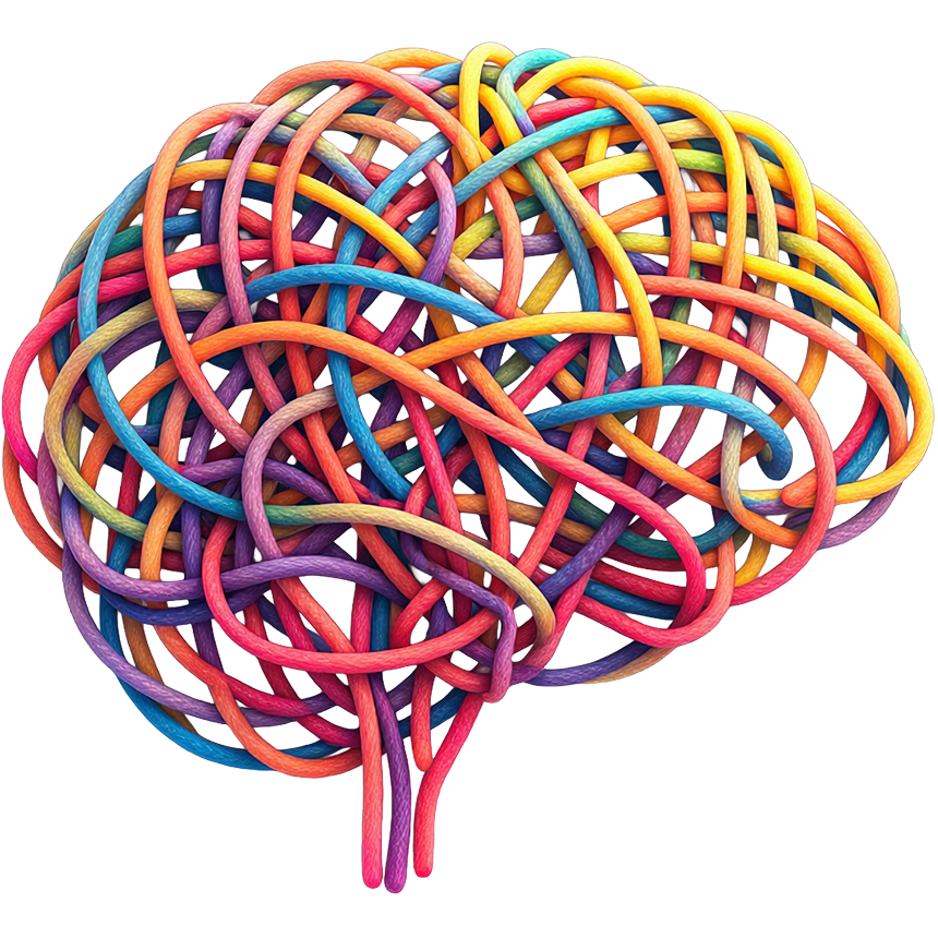 Colourful tangled brain illustration